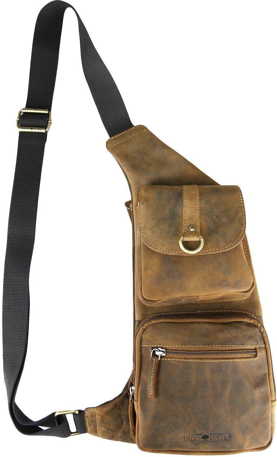 Greenburry skórzana torba na ramię CrossOver BodyBag plecak z pojedynczym paskiem antyczny brąz 1612 Crossbag Crossbody