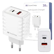 Ładowarki do telefonów - Nowa ładowarka sieciowa GaN 38W USB-A USB-C QC PD Encore Energy MD-3883TR - miniaturka - grafika 1