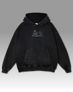 Bluza z Kociakiem Haft Oversize Haftowany Kot Czarny L - Bluzy męskie - miniaturka - grafika 1