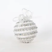 Bombki - Bombka dekoracyjna styropianowa 10 cm biało-srebrna - miniaturka - grafika 1