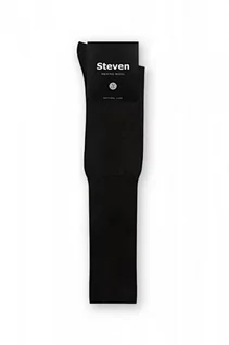 Skarpetki męskie - Steven 008 merino czarne podkolanówki męskie - grafika 1