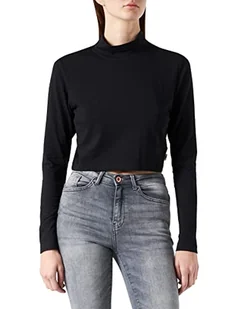 Urban Classics Damska koszulka z długim rękawem Organic Cropped Turtelneck Longsleeve T-shirt, czarna, 5XL - Koszulki i topy damskie - miniaturka - grafika 1