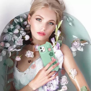 Kingxbar Sweet Series żelowe etui ozdobione oryginalnymi Kryształami Swarovskiego z podstawką iPhone 12 Pro Max niebieski - Etui i futerały do telefonów - miniaturka - grafika 2