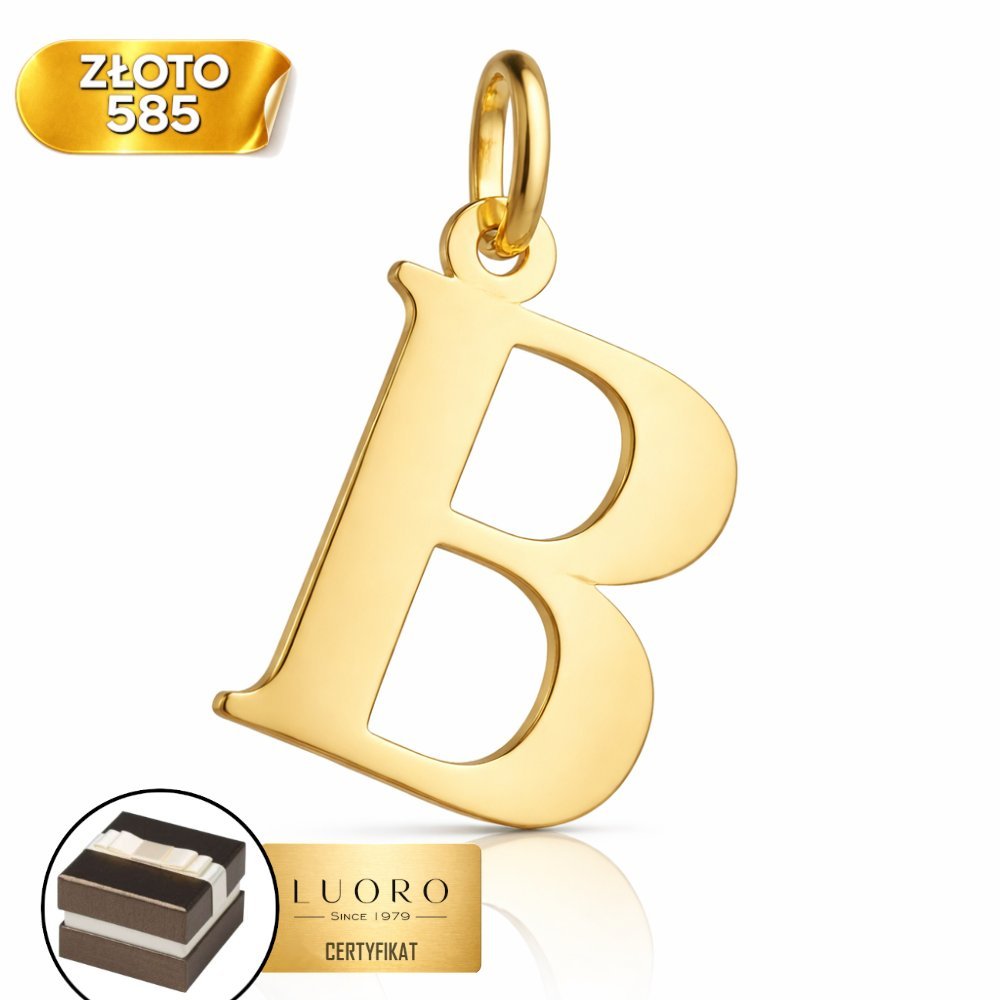 ZAWIESZKA ZŁOTA 585 14K LITERKA B DUŻA 24 MM ELEGANCKA KLASYKA