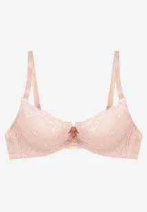 Różowy Koronkowy Biustonosz Push Up Ozdobiony Metaliczną Aplikacją Norithiel - Biustonosze - miniaturka - grafika 1