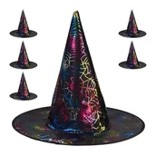 Zabawy w naśladowanie dorosłych - Relaxdays kapelusz czarownicy, zestaw 6 sztuk, styl na Halloween, dla dorosłych, kobiet, mężczyzn, czarodzieja, karnawał, czarny/kolorowy - miniaturka - grafika 1