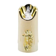 Świece - Świeca LED zimny biały LUX 7 x 16 cm biało-złoty CORTINA POLAND - miniaturka - grafika 1