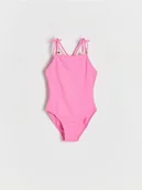 Stroje kąpielowe dla dziewczynek - Reserved - Strój kąpielowy jednoczęściowy - intensywny róż - miniaturka - grafika 1