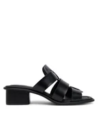 Klapki i japonki damskie - Calvin Klein Jeans Klapki Heel Square Mg Lth YW0YW01702 Czarny - miniaturka - grafika 1