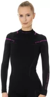 Koszulki sportowe damskie - Brubeck Koszulka termoaktywna damska THERMO LS13100A Czarna/Różowa LS13100A - miniaturka - grafika 1
