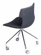 Krzesła - D2 Techno Roll Krzesło na kółkach tapicerowane 51,5x48 cm, grafitowe 63802  - miniaturka - grafika 1