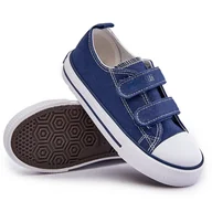 Buty dla dziewczynek - Trampki Dziecięce Na Rzepy Big Star OO374010 Granatowe niebieskie - miniaturka - grafika 1