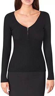 Swetry damskie - Morgan sweter z dekoltem w serek Maliko sweter damski, czarny, XS - grafika 1
