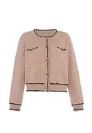 Swetry damskie - faina Damski sweter z dzianiny Vintage Button Contrast Knitted Cardigan Akryl beżowy czarny rozmiar M/L, beżowy czarny, M - miniaturka - grafika 1