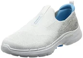 Sneakersy damskie - Skechers Damskie sneakersy Go Walk 6 Glimmering, Naturalna tkanina niebieska wykończenie, 40 EU - miniaturka - grafika 1