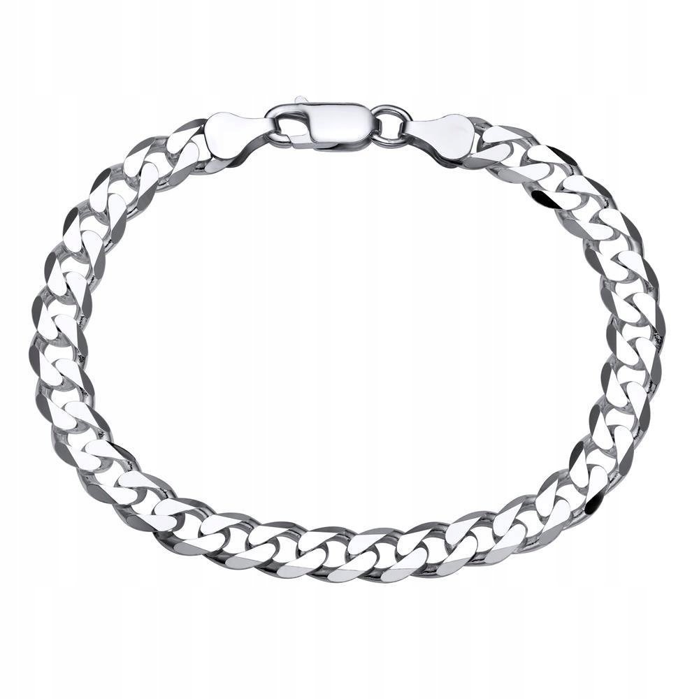 Bransoletka Męska Srebrna Pancerka Srebro 925 Diamentowana 6Mm Pełna