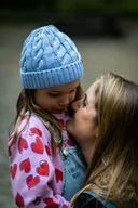 Czapki dla dzieci - OWIECZKA RWS - wełniana czapka dla dzieci z warkoczem błękitny - miniaturka - grafika 1