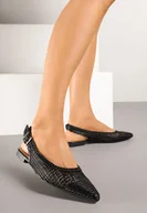 Sandały damskie - Czarne Sandały Slingback z Noskiem w Szpic z Ażurowej Plecionki Tillirune - miniaturka - grafika 1