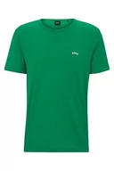 Koszulki męskie - BOSS Męski t-shirt Tee Curved z bawełny organicznej z łukowatym logo, jasnozielony, M, Open Green342., M - miniaturka - grafika 1
