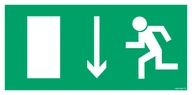Systemy ekspozycyjne i znaki informacyjne - AC053 WYJŚCIE EWAKUACYJNE LEWOSTRONNE W DÓŁ, PS - PŁYTA PCV 1MM FOTOLUMINESCENCYJNA; (200X100MM) - miniaturka - grafika 1