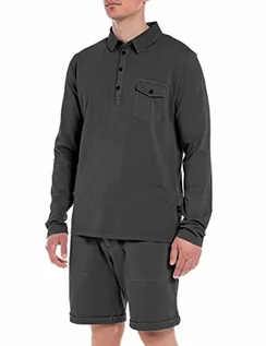 Koszule męskie - Replay Męska koszula polo M6453, 391 ciemnoszara, 391 Dark Grey, S - grafika 1