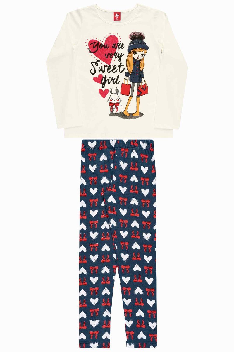 Dziewczęcy komplet bluzka + legginsy niebieski Bee Loop r.104