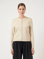 Swetry damskie - YAS Kardigan "Yas" w kolorze kremowym - miniaturka - grafika 1