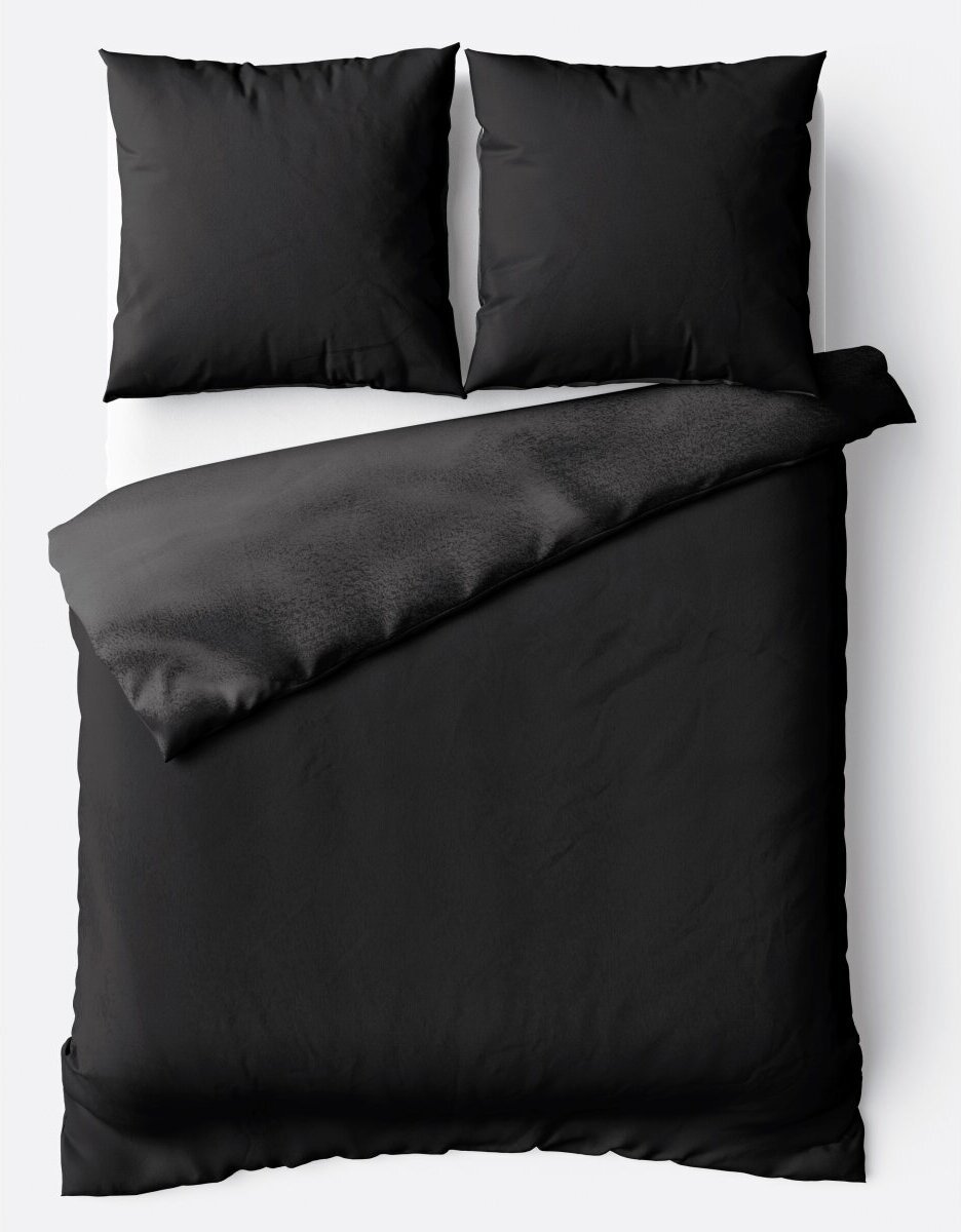 Nowoczesna pluszowa pościel z zamkiem błyskawicznym - jednokolorowa, dwustronna i ciepła czarna 200x200cm