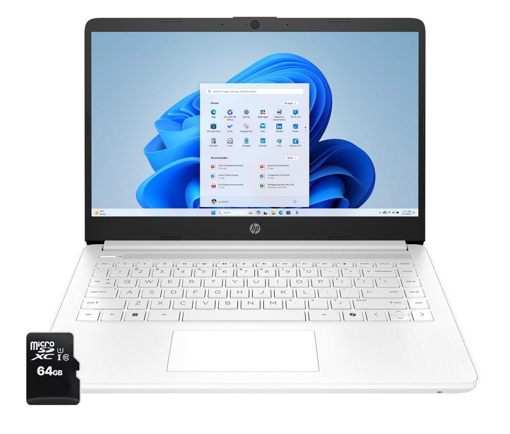 HP 14-dq3000dx / B4GX5UA / Intel Celeron N / 8GB / 64GB eMMC + 64GB SD / Intel UHD / HD / Win 11 / Biały