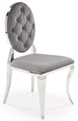 Krzesła - Krzesło medalion w stylu glamour popielaty + srebrny E8-R45 - miniaturka - grafika 1