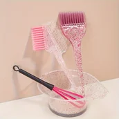 Grzebienie fryzjerskie - TEMU 4-częściowy zestaw, zestaw do barwienia włosów i podkładek, grzebień do barwienia włosów z brokatem, miękka, przezroczysta pędzel do kolorowania - miniaturka - grafika 1