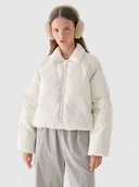 Kurtki damskie - Damska kurtka zimowa dwustronna z puchem naturalnym Outhorn OTHWAW24TDJAF641 - biała - miniaturka - grafika 1