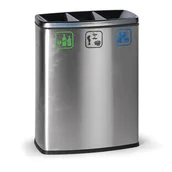 Kosze biurowe - B2B Partner Kosz do segregacji śmieci, 3x 26 l, ze stali nierdzewnej 405007 - miniaturka - grafika 1