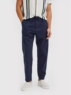 Spodnie męskie - Selected Homme Spodnie materiałowe Newton 16083584 Granatowy Slim Fit - grafika 1