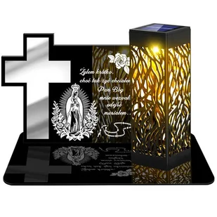 ZNICZ SOLARNY LED WIECZNY PODSTAWKA NA CMENTARZ GRÓB lampka Krzyż 3D DLA MĘŻA - Lampiony i znicze - miniaturka - grafika 1