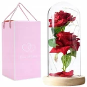 Sztuczne kwiaty - Wieczna Róża W Szkle Świecąca Led Prezent +Pudełko - miniaturka - grafika 1