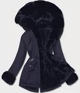 Kurtki damskie - KRÓTKA PARKA ZIMOWA NA FUTERKU GRANATOWA (16M9062-215) - J STYLE - miniaturka - grafika 1
