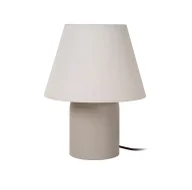 Lampy stojące - Beżowa lampka stołowa Macia z ceramiki z lnianym kloszem - miniaturka - grafika 1