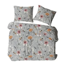 KARO Pościel z kory 160x200 szara wielokolorowa kwiaty 1711N Bielawa - Pościel - miniaturka - grafika 1