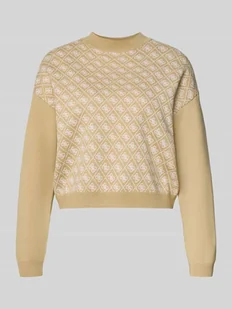 Sweter krótki z dzianiny z okrągłym dekoltem - Swetry damskie - miniaturka - grafika 1