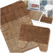 Dywaniki łazienkowe - DYWANIK ŁAZIENKOWY ANTYPOŚLIZGOWY DUŻY BRĄZOWY BEŻOWY 50X80 KOMPLET 2 szt. - miniaturka - grafika 1