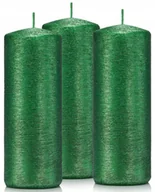 Świece - Świeczki ozdobne zestaw 3 świec walec 15/6 zielone - miniaturka - grafika 1