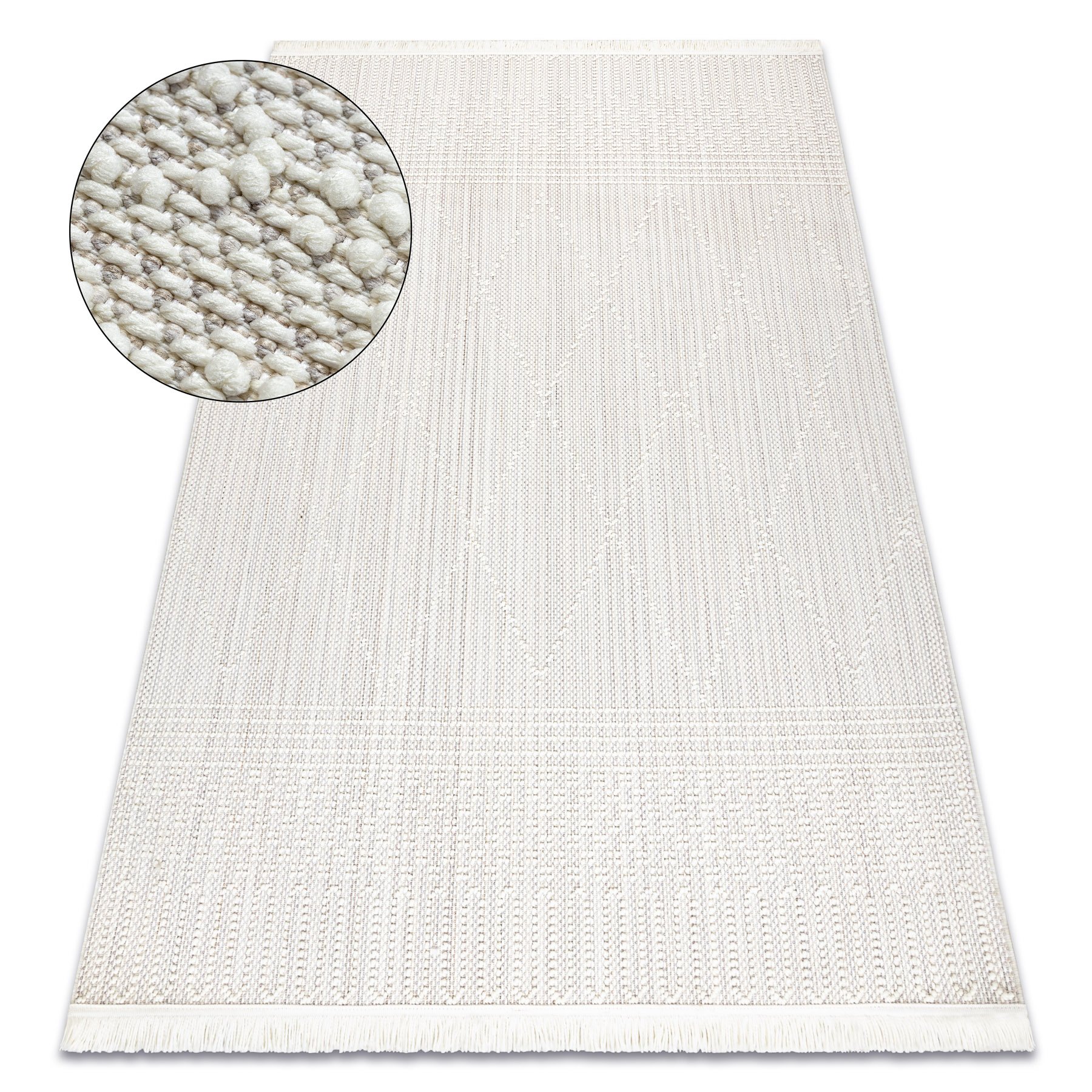 Dywan NANO EM52A Romby, pętelkowy, płasko tkany biały beżowy 160x220 cm