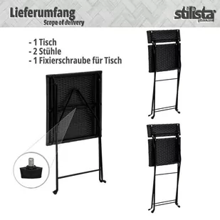 Emaga Stylist Garden zestaw z rattanu, czarny, 2 krzesła + stół - Meble ogrodowe - miniaturka - grafika 4