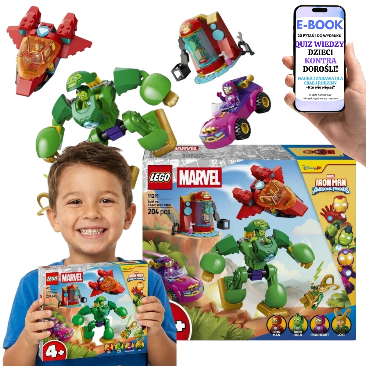 LEGO Disney Junior Marvel Loki Kontra Iron Man Klocki Konstrukcyjne Prezent Urodzinowy 11211 Dla Dziecka 4+