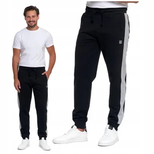 SPODNIE DRESOWE MĘSKIE Klasyczne z Kontrastowymi Wstawkami Czarne MORAJ L - Dresy męskie SPODNIE DRESOWE MĘSKIE Klasyczne z Kontrastowymi Wstawkami Czarne MORAJ L - Dresy męskie - miniaturka - grafika 1