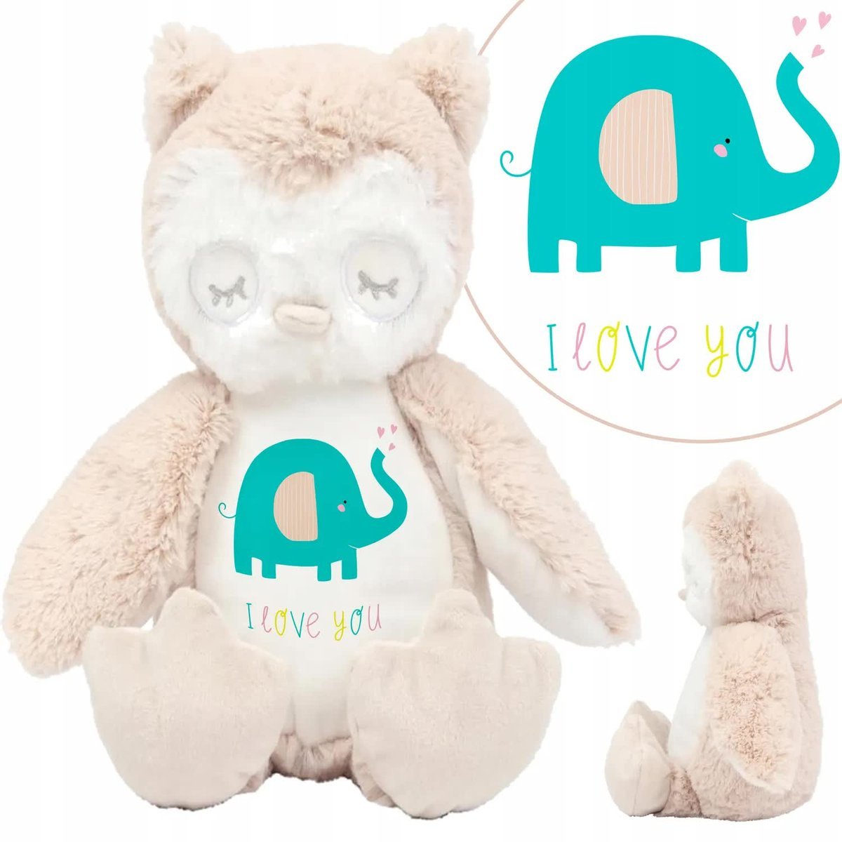 Maskotka Przytulanka Sówka LOVE YOU Słonik Wzory