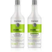 Zestawy kosmetyków damskich - INOAR CicatriFios DUO PACK, szampon + odżywka do włosów zniszczonych, 2x1000ml - miniaturka - grafika 1