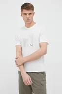 Koszulki męskie - Salewa t-shirt sportowy Pure Building Dry kolor biały z nadrukiem - miniaturka - grafika 1