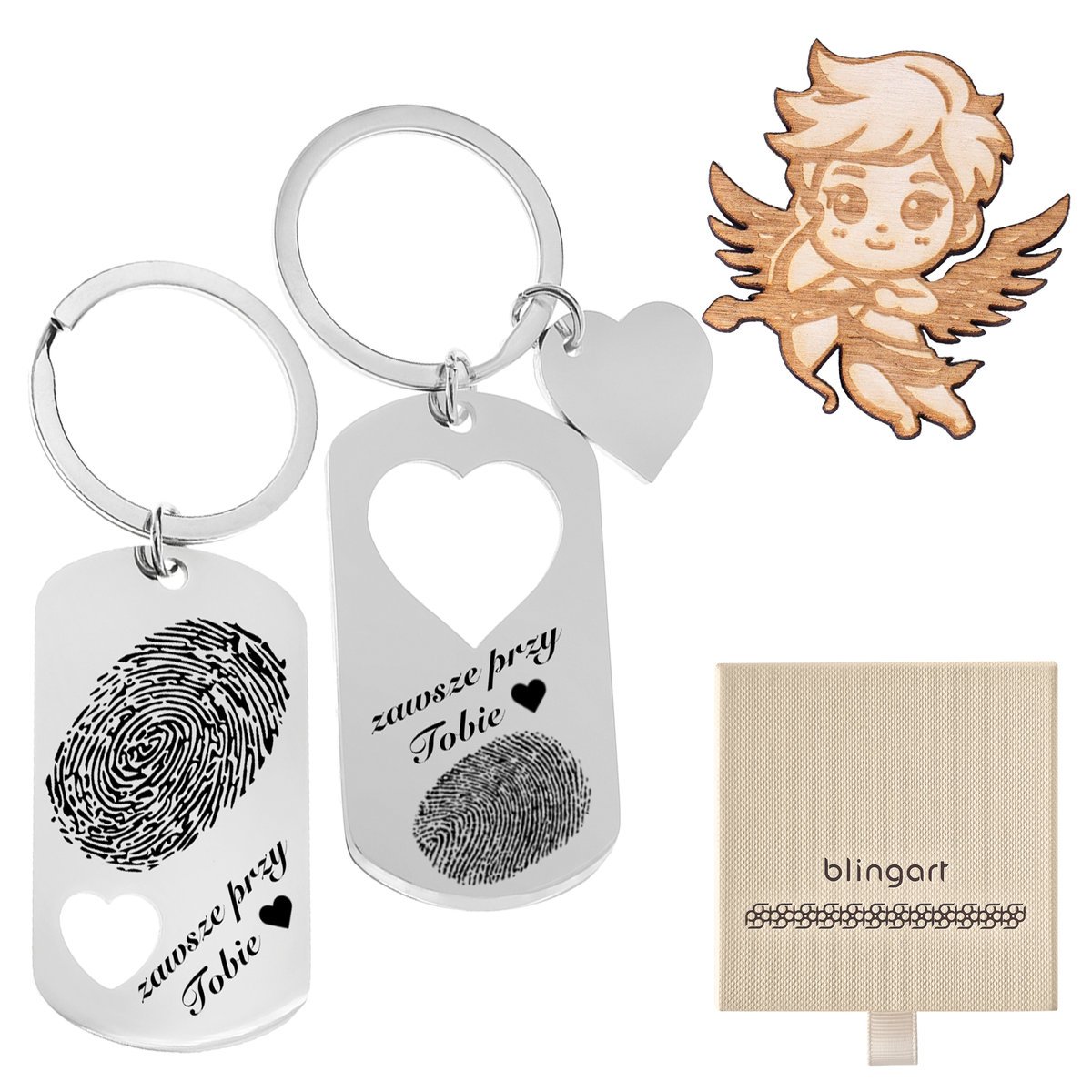 Zestaw breloków z grawerem